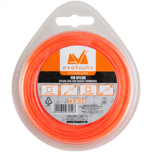Fir nylon patrat, Evotools, grosime 2.7 mm, lungime 15 m