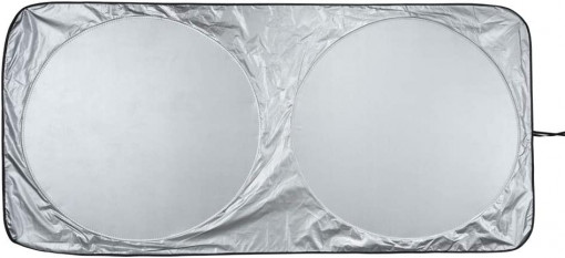 Parasolar auto Amazon, blocare 99.87% raze UVB si 99.08% raze UVA, SPF 100, pliabil, material 240T, saculet depozitare, argintiu 160 cm x 79 cm
