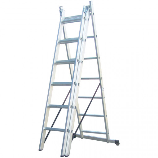 Scara Evotools, 3 tronsoane, 7 trepte/tronson, Aluminiu, 647638