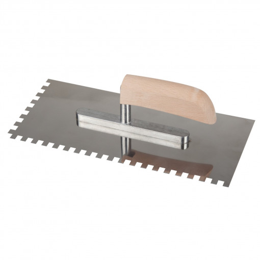 Drisca Inox Zimtata Maner Lemn EvoTools, lungime 280 mm, latime 130 mm, pas dinte 8 mm