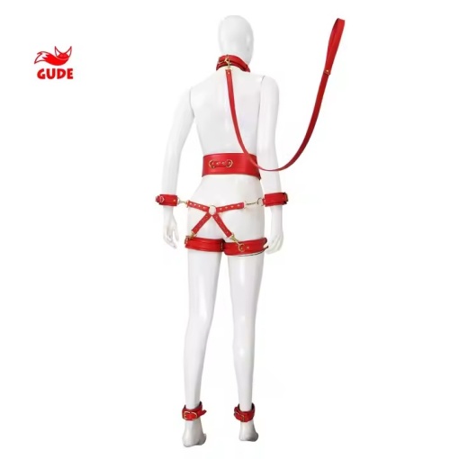 Set Bondage – Guler, Lesa, 6 Cătușe și Centură cu Conexiuni, BDSM, Rosu