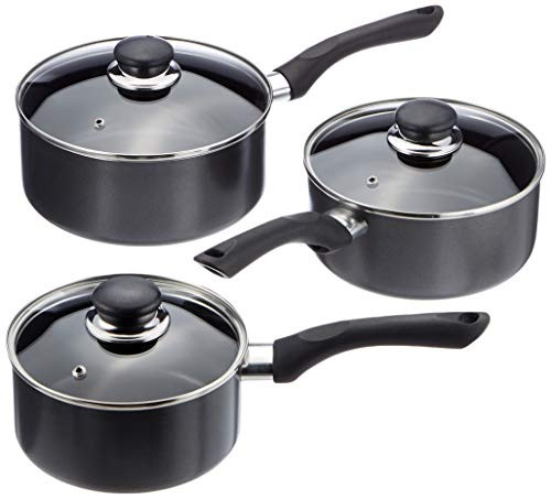 Set Tigaie saute cu capac amazon Simply Clean invelis antiaderent din titan 16.5cm 18.5cm 20.5 cm