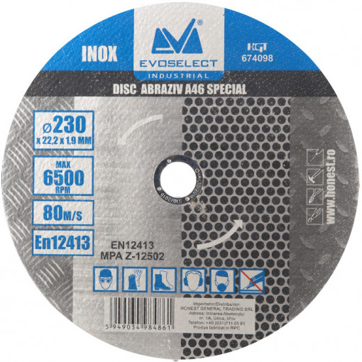 Disc Abraziv A46 Inox EvoTools, Diametru 180 mm, Grosime 1.6 mm