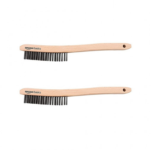Perie de sarma cu maner de lemn, 35 cm, set 2 bucati, Amazon Basics