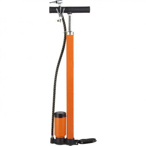 Pompa de mana cu manometru profesionala Evotools, umflare precisa pana la 10 bar, corp din otel cu talpa antiaderenta, compatibila cu valvele auto SCHRADER si PRESTA