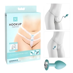 Lenjerie Sexy PIPEDREAMS cu Dop Anal, Secret Gem – Marimea S-L, Alb/Turcoaz - Img 2