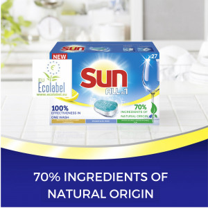 Pachet Detergent de vase pentru masina de spalat Sun All in One Lemon, 4x27 tablete - Img 3