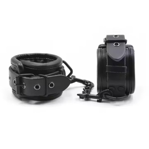 Set Calus cu Cătușe pentru maini si picioare - Reglabile din piele ecologica, Pot fi folosite individual, BDSM, Negru - Img 3