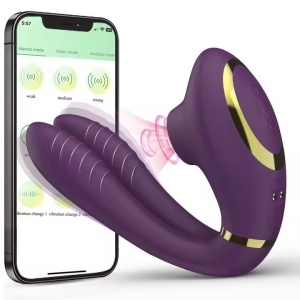 Vibrator cu Control prin Aplicație pentru Femei, 10 Moduri Stimulare G-spot si 10 Funcții de Aspirare pentru Clitoris, Mov - Img 2