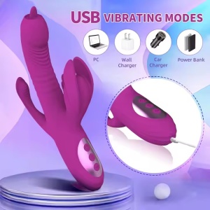 Vibrator Rabbit cu 10 Viteze si mod telescopic, Stimularea Punctului G si Anal, Rezistent la Apa - Img 2