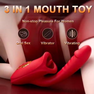 Vibrator Rose Wand pentru Punctul G, Functie de cu Lins pentru Stimulare Clitoridiana, 10 Moduri de Vibratie, Rosu - Img 4