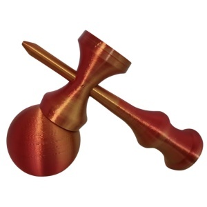 Kendama Beldeny, 3D print, 29cm, Kameleon rosu-auriu - Img 4