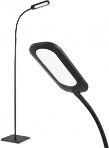Lampa LED de Podea, cu 4 Niveluri de Luminozitate si 5 Culori de Lumina, Control Tactil si Gat Reglabil la 360°, 160cm, Negru - Img 1