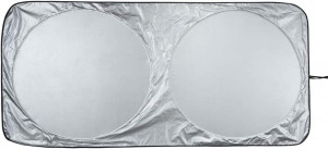 Parasolar auto Amazon, blocare 99.87% raze UVB si 99.08% raze UVA, SPF 100, pliabil, material 240T, saculet depozitare, argintiu 160 cm x 79 cm - Img 1