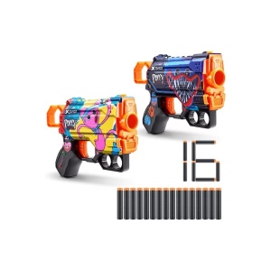Set 2 blastere multicolore Skins Menace pentru Poppy Playtime cu 16 gloante, XShot - Img 1