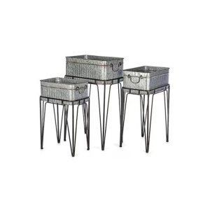 Set de 3 ghivece inalte din metal Vacchetti Giuseppe, 48 x30 x76 cm, Gri/Negru - Img 1