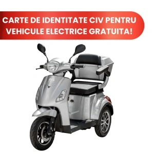 Triciclu Electric Persoane TRP800-1, 800W, autonomie 50 km, Argintiu, Fara Permis