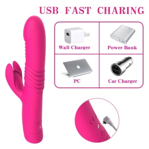 Vibrator Rabbit pentru Femei, 5 Viteze si 8 dimensiuni telescopice, Rezistent la Apă, Roz - Img 5