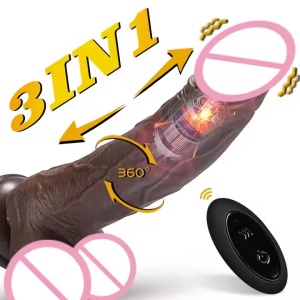 Vibrator Realist pentru Femei din Silicon, cu Încălzire, Mișcare de Piston, Suport cu Ventuză, Negru - Img 1