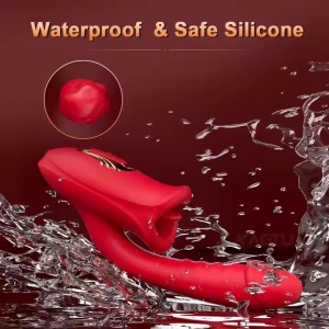 Vibrator Rose Wand pentru Punctul G, Functie de cu Lins pentru Stimulare Clitoridiana, 10 Moduri de Vibratie, Rosu - Img 5