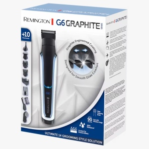 Aparat de tuns barba si parul 10 in 1 Remington Graphite Series G6 PG6000, Lame din Grafit cu auto-ascutire, 100% rezistent la apa, Alb/Negru - Img 4