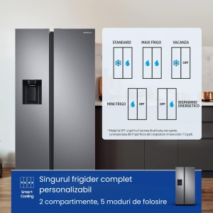 Frigider cu Usa Dubla si Congelator Samsung RS68A8840S9, 5 moduri de utilizare, Dozator apa si gheata, 178x91cm, 634L, Clasa F, Argintiu - Img 5