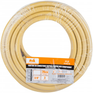 Furtun aer comprimat 1/4" Evotools, 5 m, max 20 bar, cuple rapide M/F - Img 3