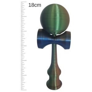 Kendama 3D print Beldeny, design simplu, 18cm, kameleon verde-portocaliu-albastru - Img 2