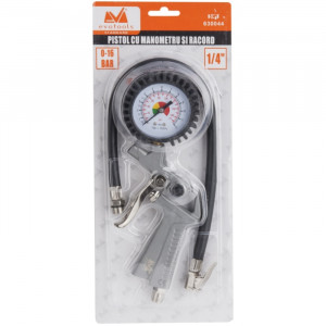 Pistol cu manometru pentru roti Evotools, max 12bar, racord conectare aer filet exterior 1/4", furtun 40 cm - Img 2