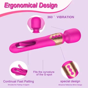 Vibrator 2in1 pentru femei, stimulare G-spot și clitoris, 7 moduri vibratie si 10 moduri batai, Roz - Img 6