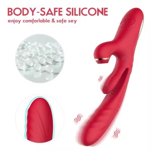 Vibrator 3 în 1 pentru Femei, 7 Funcții de Sucțiune pentru Clitoris și 7 moduri Stimulare G-Spot, 13cm, Rezistent la Apa, Rosu - Img 3