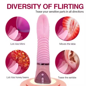 Vibrator "Power Magic Tongue" cu Stimulare punctul G, 10 Viteze, Rezistent la Apă, Roz - Img 3