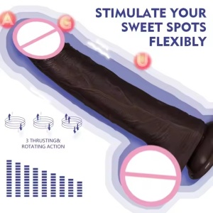 Vibrator Realist pentru Femei din Silicon, cu Încălzire, Mișcare de Piston, Suport cu Ventuză, Negru - Img 2