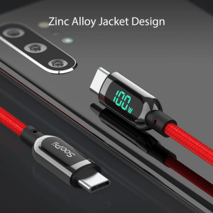 Cablu USB C la USB C SOOPII de 100 W, 2m, incarcare rapida, afisaj LED pentru lPhone 15/15 Pro/15 Plus/15 Pro Max, lPad Air, MacBook Pro, Samsung Galaxy S23/S22, Pixel, LG (rosu) ) - Img 7