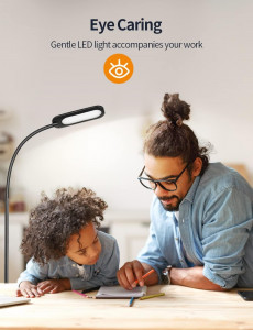 Lampa LED de Podea, cu 4 Niveluri de Luminozitate si 5 Culori de Lumina, Control Tactil si Gat Reglabil la 360°, 160cm, Negru - Img 8