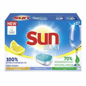 Pachet Detergent de vase pentru masina de spalat Sun All in One Lemon, 4x27 tablete - Img 4