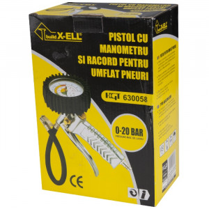Pistol cu manometru pentru roti Evotools, max 12bar, mufa rapida conectare aer 1/4", furtun 40 cm - Img 2