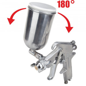 Pistol de vopsit cu aer comprimat Evotools, 400ml, Pmax 3.5 bar, duza 1.5 mm, racord aer 1/4" - Img 2