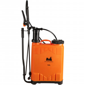 Pompa manuala de stropit cu presiune EvoTools 677271, rezervor tip rucsac 12 L, 3 duze, 58 cm lungime lance, lance din fibra de sticla, 130 cm lungime furtun, 3 bar presiune maxima - Img 1