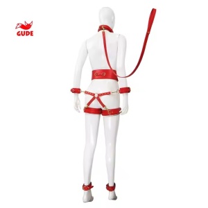 Set Bondage – Guler, Lesa, 6 Cătușe și Centură cu Conexiuni, BDSM, Rosu - Img 1