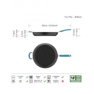 Tigaie Amazon Basics, 35.5cm, strat antiaderent, pentru toate suprafetele de incalzire, turcoaz - Img 2