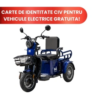 Triciclu Electric Persoane Deceneu TRP500, putere maxima 700W, 48V/20Ah, autonomie 35 km, albastru, Fara Permis