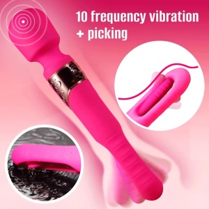 Vibrator 2in1 pentru femei, stimulare G-spot și clitoris, 7 moduri vibratie si 10 moduri batai, Roz - Img 7