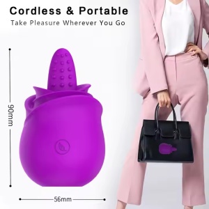 Vibrator cu Funcție de Lins, Stimulator pentru Punctul G, 10 Moduri de Vibrație, Mov - Img 2