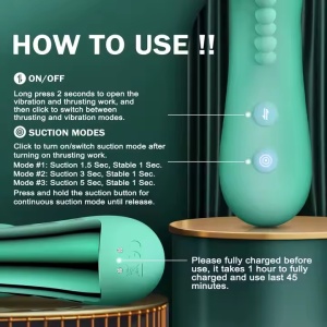 Vibrator cu Mișcare de Piston pentru Femei, Stimulator Clitoridian cu 8 Moduri de Vibrație și 3 Funcții de Lins, Verde - Img 5