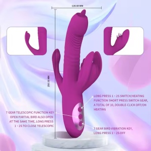 Vibrator Rabbit cu 10 Viteze si mod telescopic, Stimularea Punctului G si Anal, Rezistent la Apa - Img 5