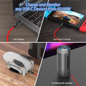 Cablu USB C la USB C SOOPII de 100 W, 2m, incarcare rapida, afisaj LED pentru lPhone 15/15 Pro/15 Plus/15 Pro Max, lPad Air, MacBook Pro, Samsung Galaxy S23/S22, Pixel, LG (rosu) ) - Img 8