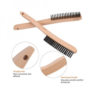 Perie de sarma cu maner de lemn, 35 cm, set 2 bucati, Amazon Basics - Img 2