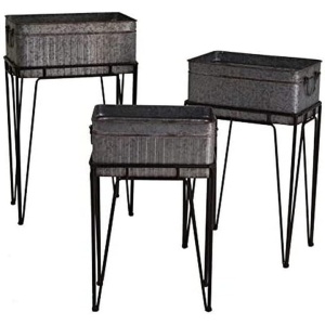 Set de 3 ghivece inalte din metal Vacchetti Giuseppe, 48 x30 x76 cm, Gri/Negru - Img 4