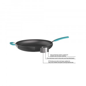 Tigaie Amazon Basics, 35.5cm, strat antiaderent, pentru toate suprafetele de incalzire, turcoaz - Img 3